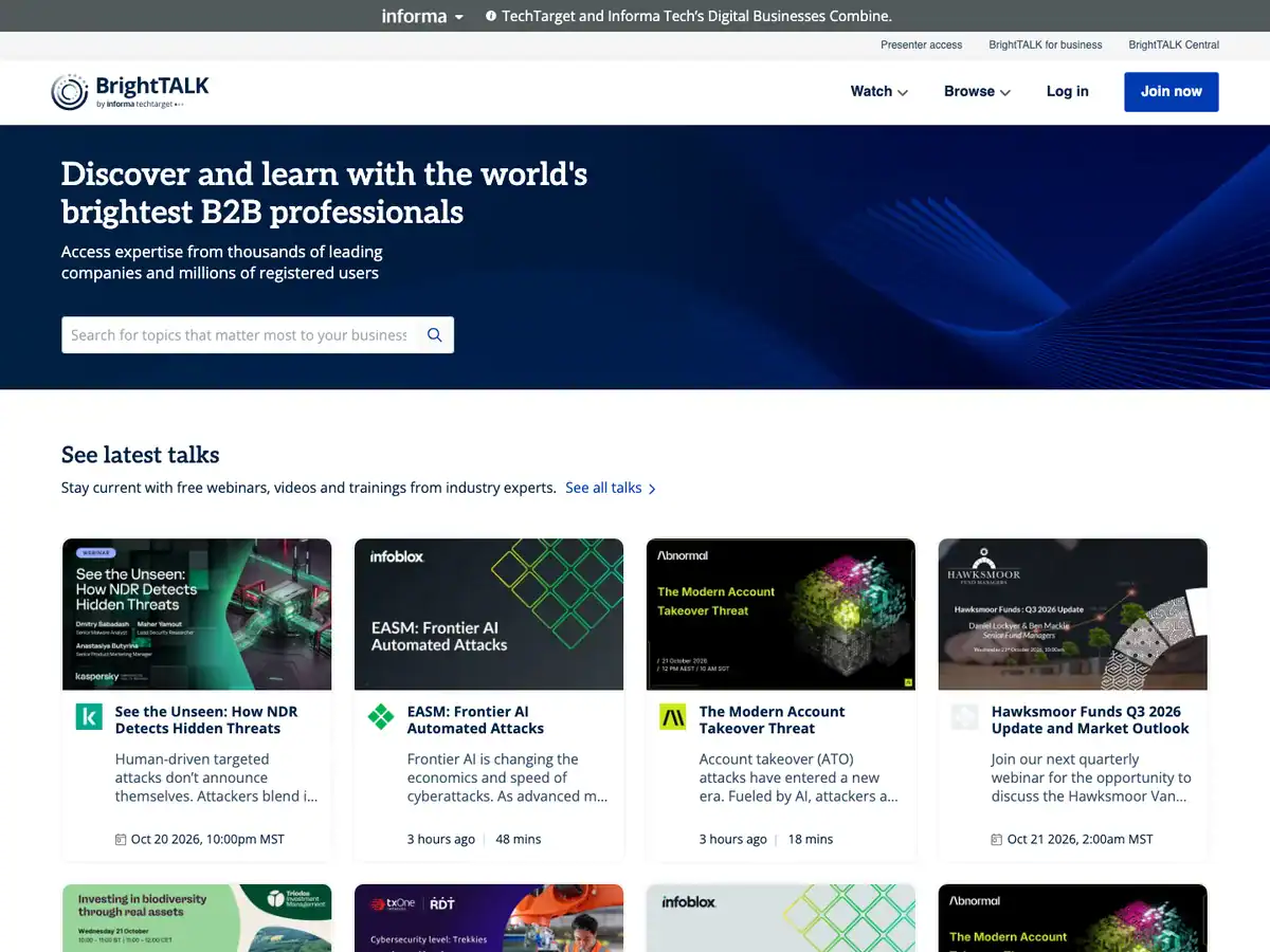 BrightTALK website